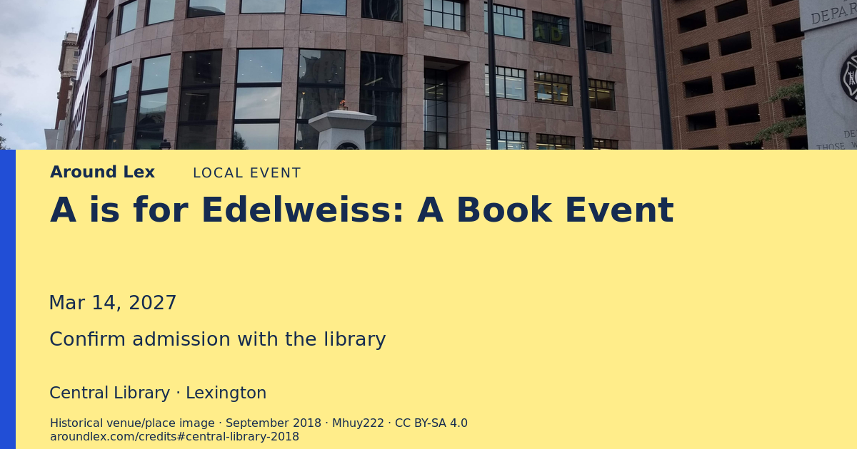 Around Lex share card for A is for Edelweiss: A Book Event