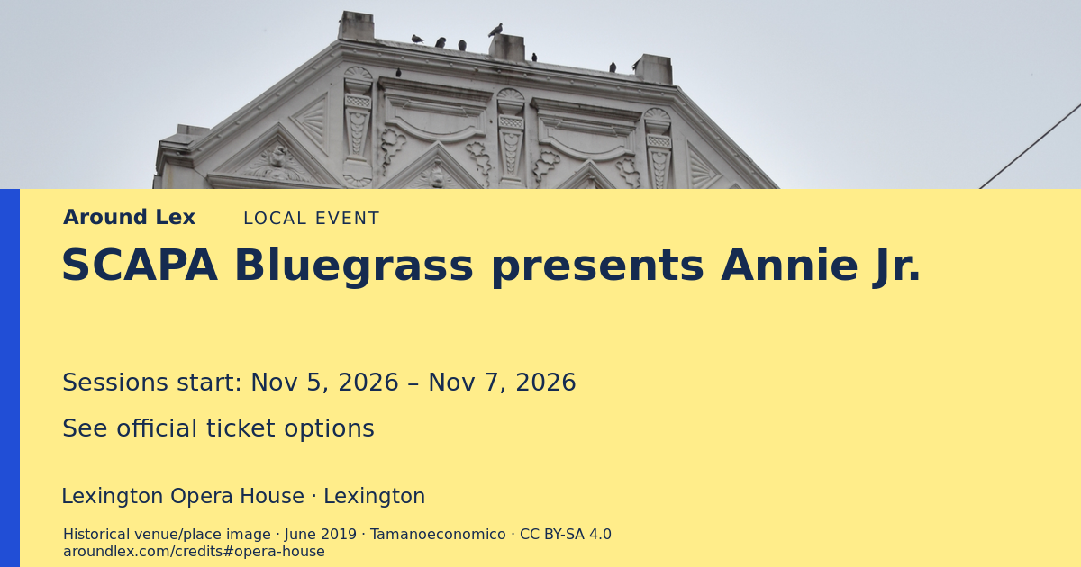 Around Lex share card for SCAPA Bluegrass presents Annie Jr.