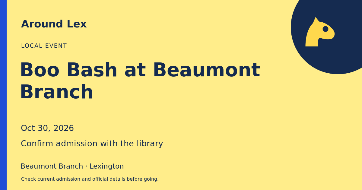 Around Lex share card for Boo Bash at Beaumont Branch