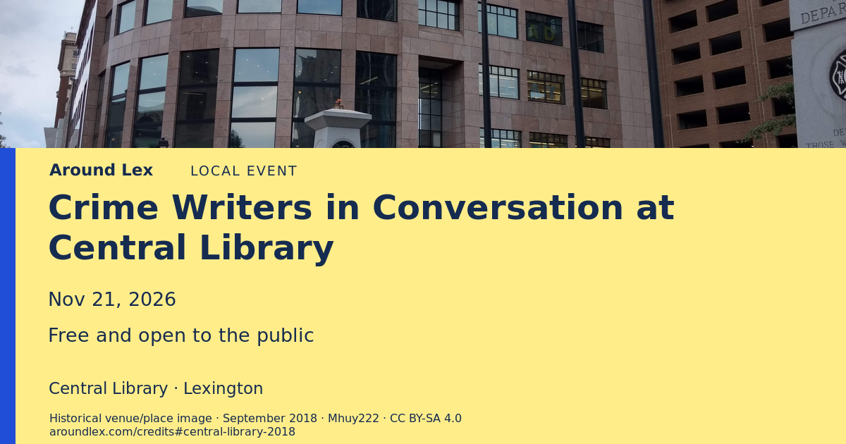 Around Lex share card for Crime Writers in Conversation at Central Library