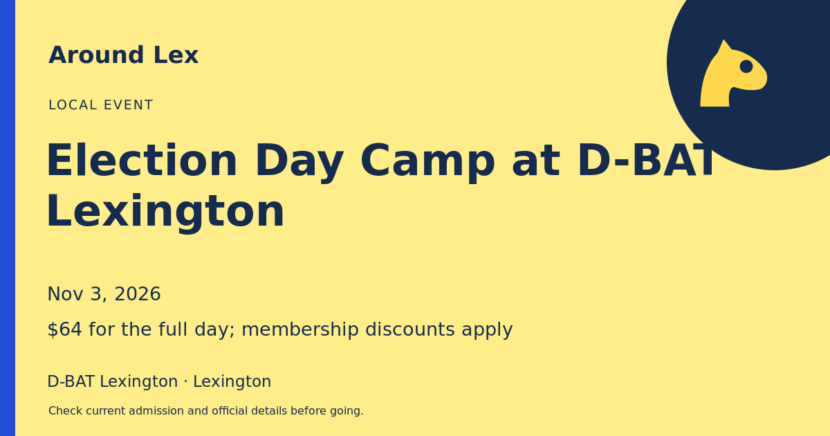 Around Lex share card for Election Day Camp at D-BAT Lexington