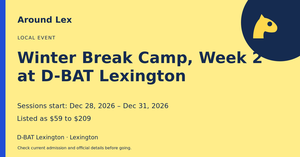 Around Lex share card for Winter Break Camp, Week 2 at D-BAT Lexington
