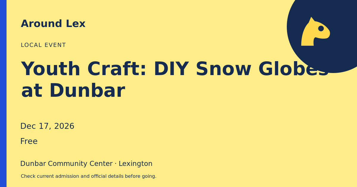 Around Lex share card for Youth Craft: DIY Snow Globes at Dunbar