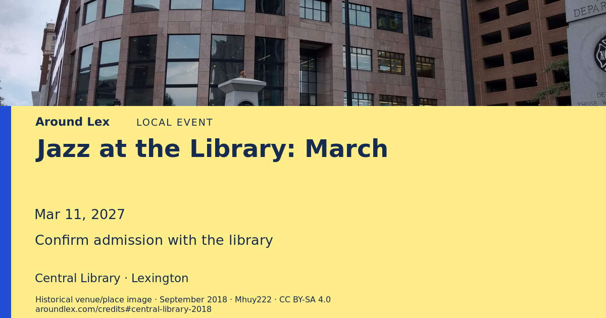 Around Lex share card for Jazz at the Library: March