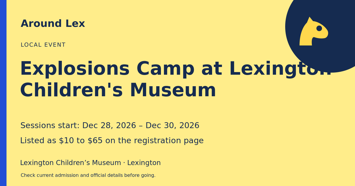 Around Lex share card for Explosions Camp at Lexington Children's Museum