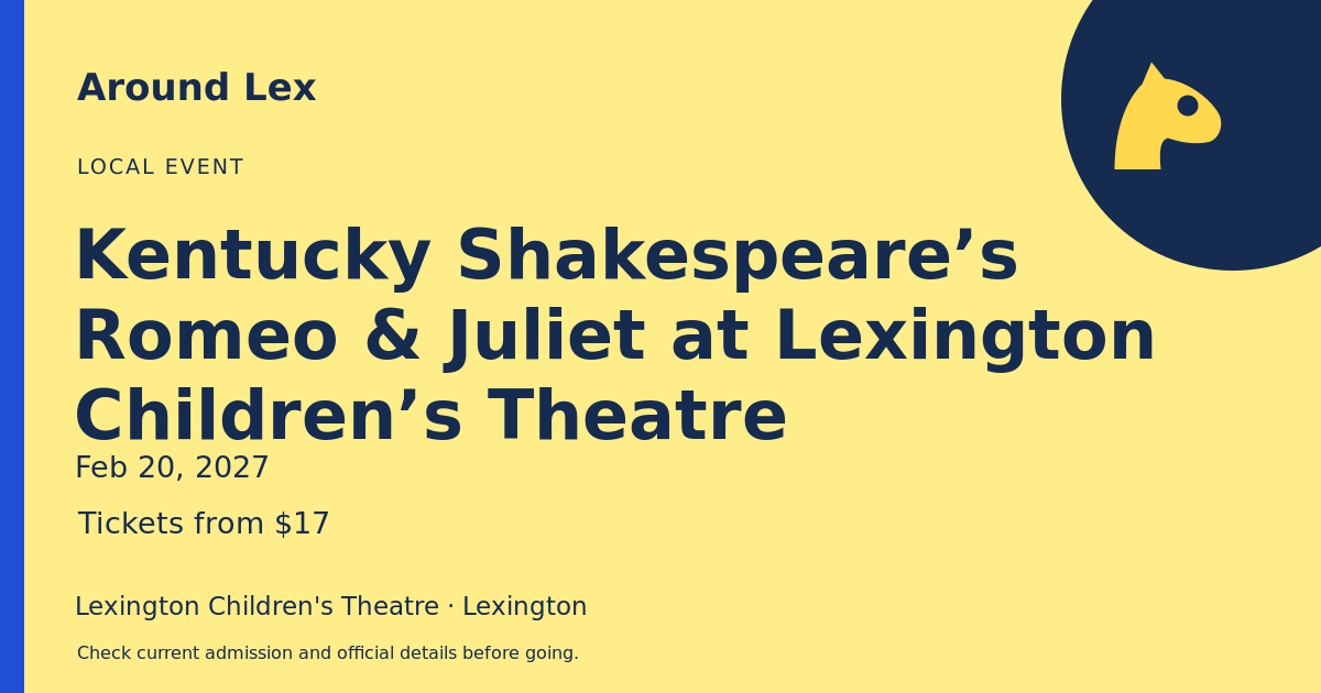 Around Lex share card for Kentucky Shakespeare’s Romeo & Juliet at Lexington Children’s Theatre