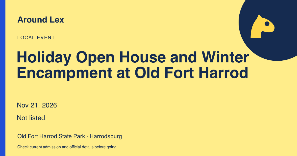 Around Lex share card for Holiday Open House and Winter Encampment at Old Fort Harrod