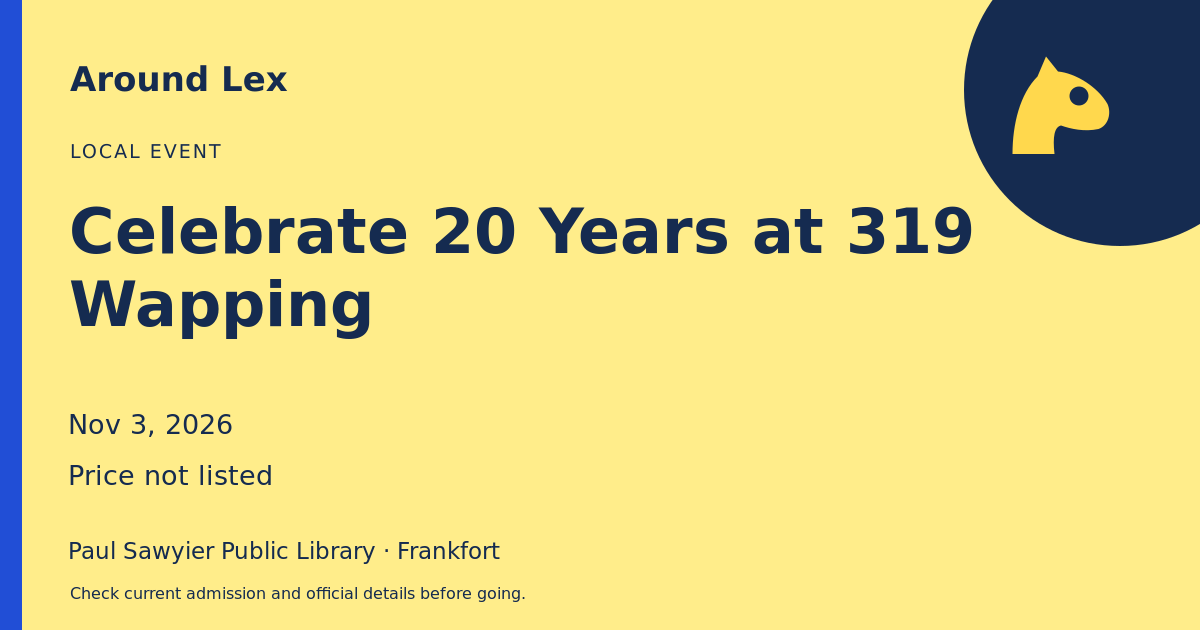 Around Lex share card for Celebrate 20 Years at 319 Wapping