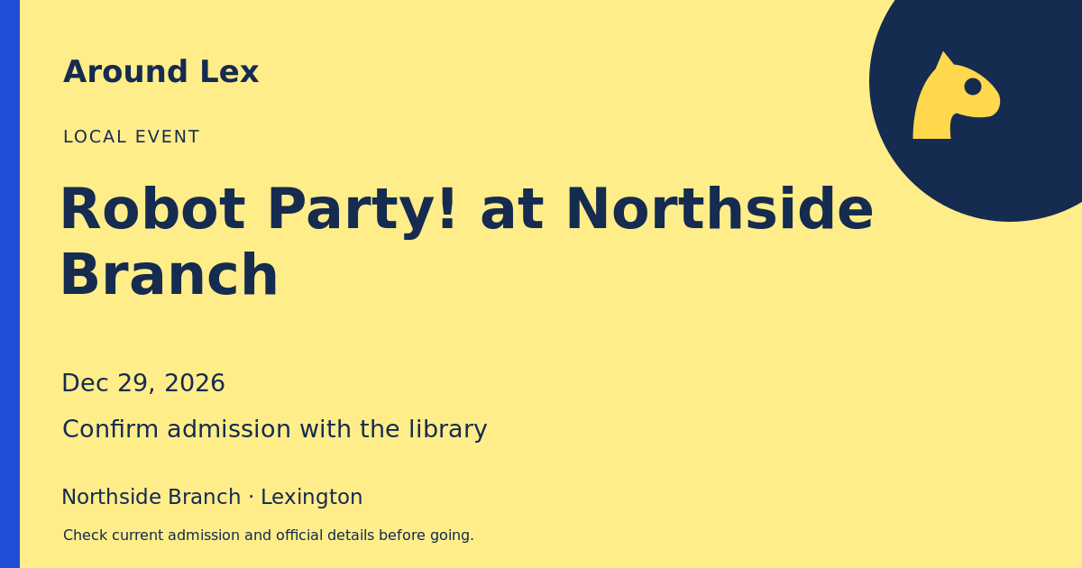 Around Lex share card for Robot Party! at Northside Branch