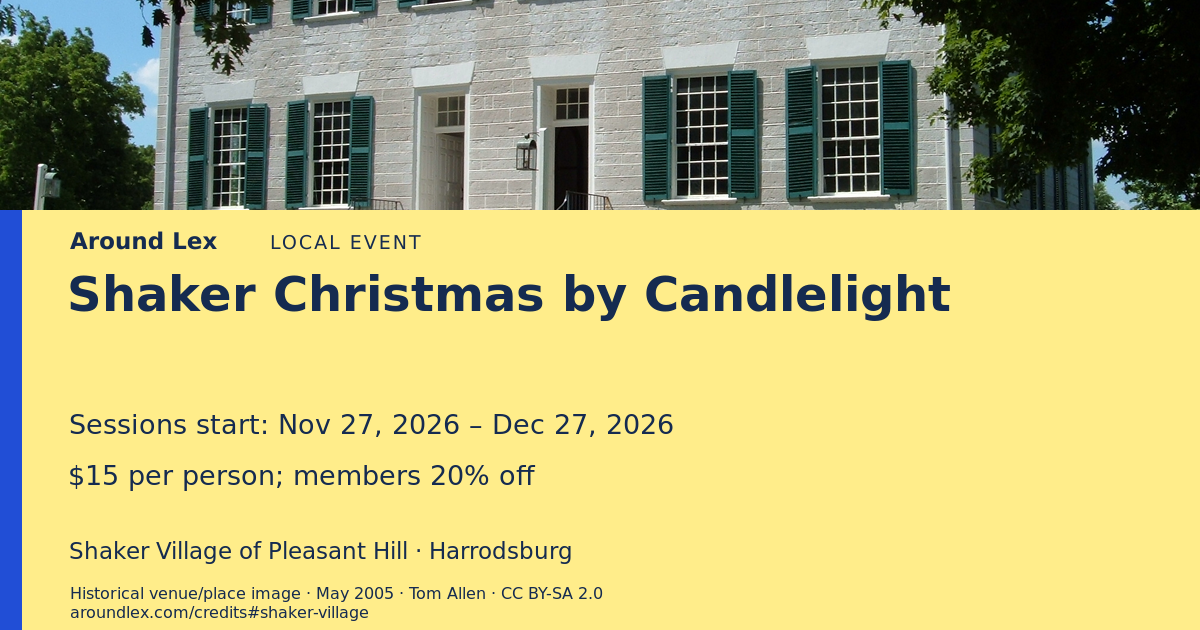 Around Lex share card for Shaker Christmas by Candlelight