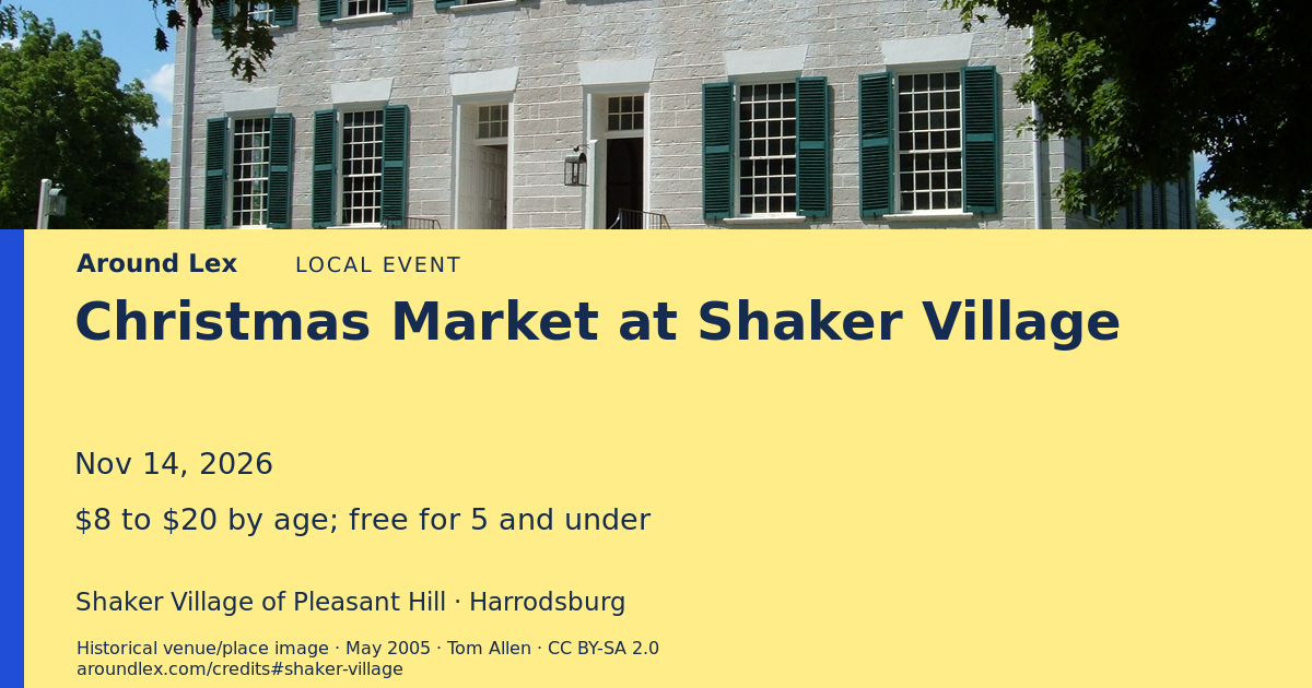 Around Lex share card for Christmas Market at Shaker Village