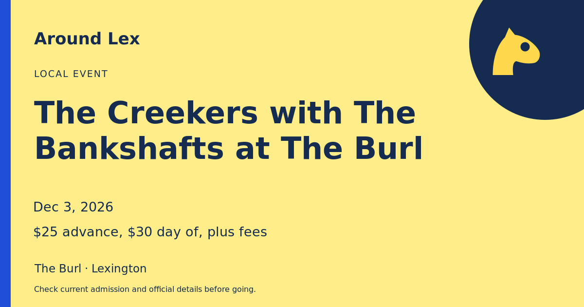 Around Lex share card for The Creekers with The Bankshafts at The Burl