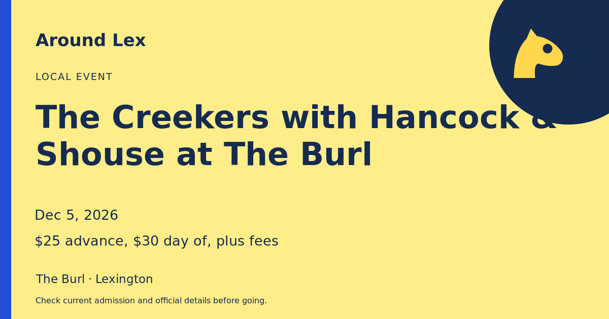 Around Lex share card for The Creekers with Hancock & Shouse at The Burl