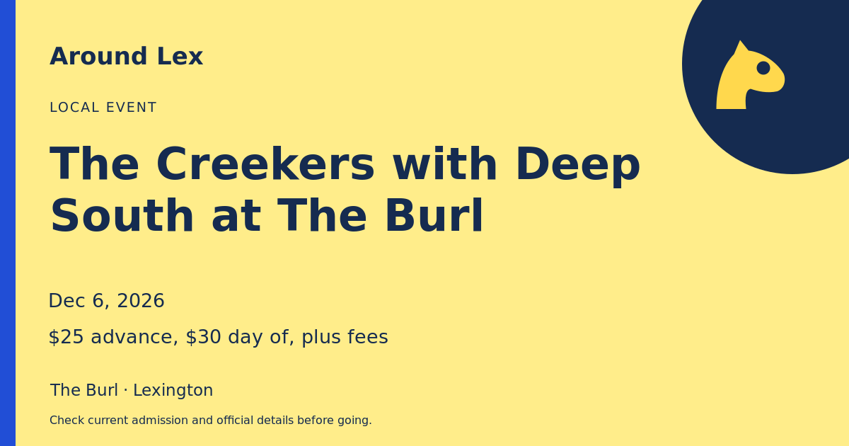 Around Lex share card for The Creekers with Deep South at The Burl