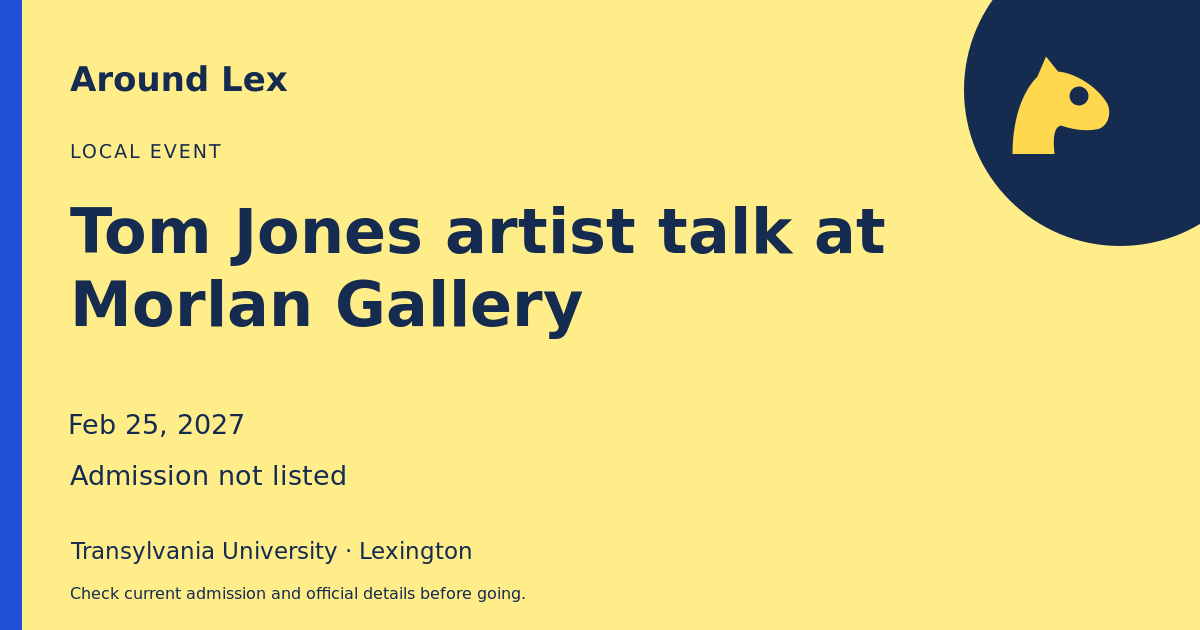Around Lex share card for Tom Jones artist talk at Morlan Gallery