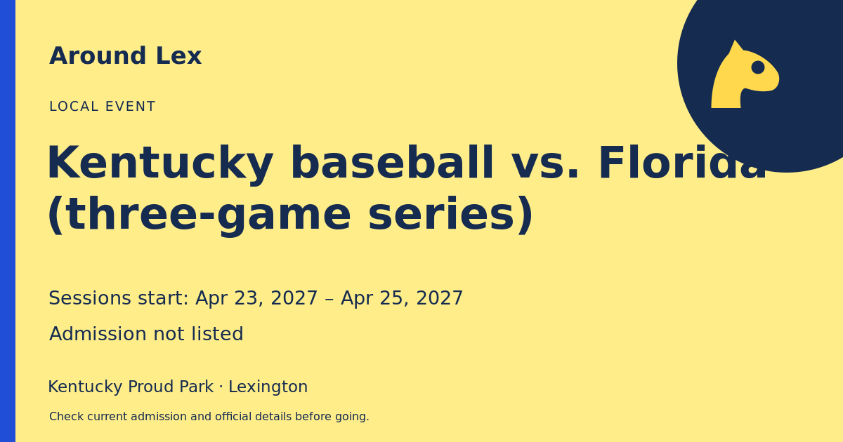 Around Lex share card for Kentucky baseball vs. Florida (three-game series)