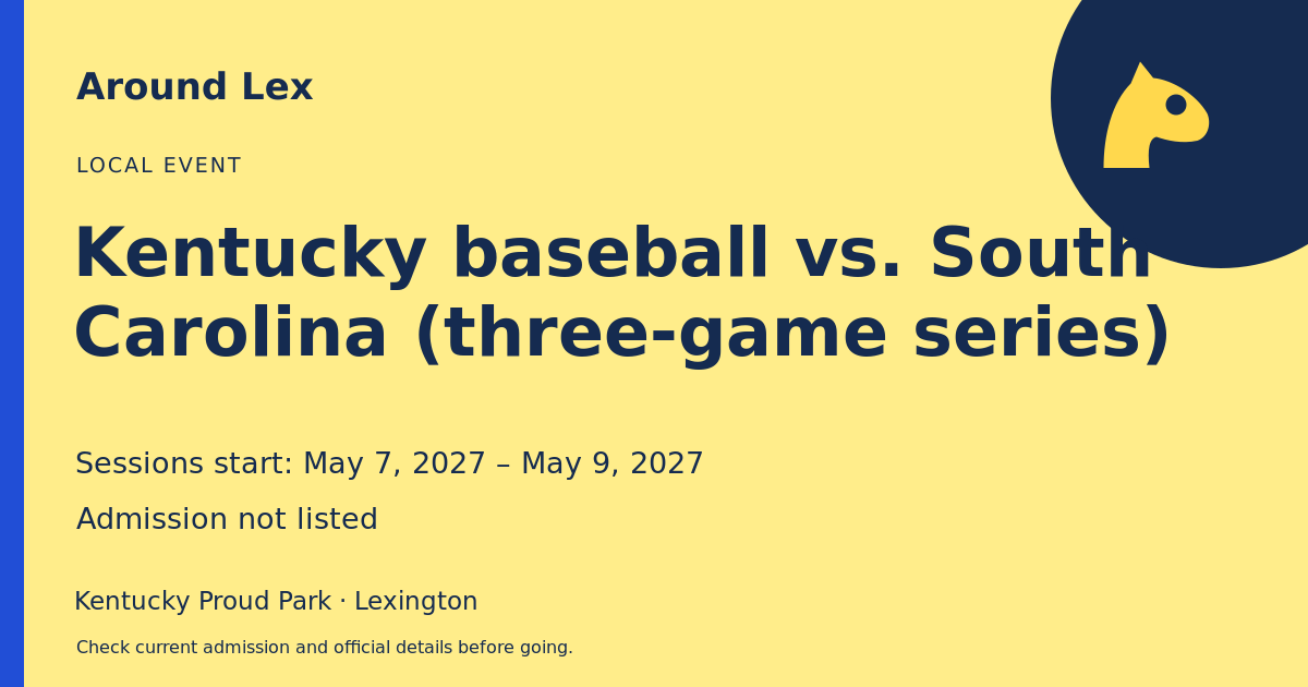 Around Lex share card for Kentucky baseball vs. South Carolina (three-game series)