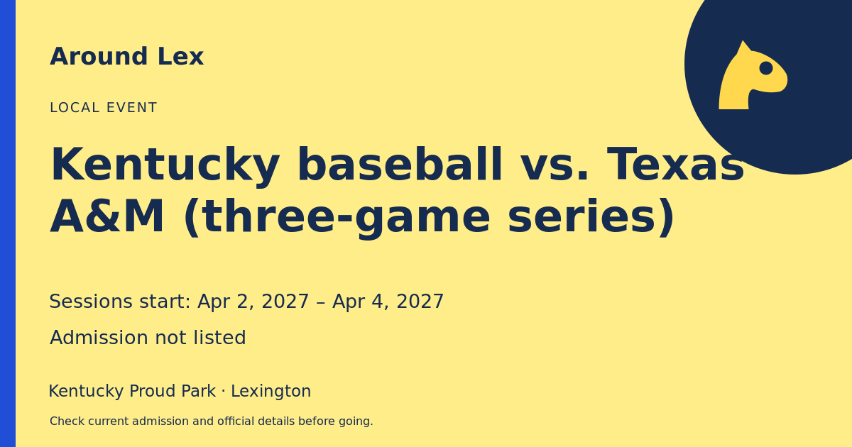 Around Lex share card for Kentucky baseball vs. Texas A&M (three-game series)
