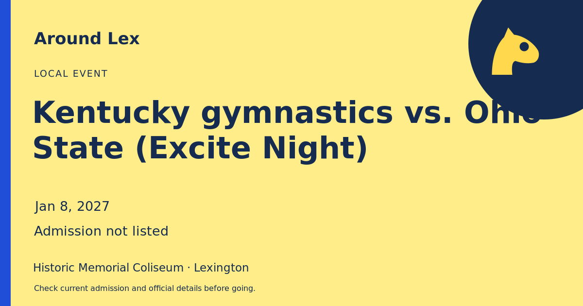 Around Lex share card for Kentucky gymnastics vs. Ohio State (Excite Night)