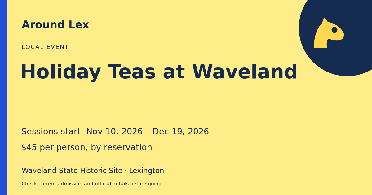 Around Lex share card for Holiday Teas at Waveland